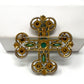 Signed Capri Maltese Cross with Mottled Green Glass Stones and Green Rhinestones