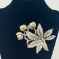 Signed Staret Clear Floral Brooch with Three Large Faux Pearls