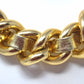 Signed Erwin Pearl Large Gold Link Necklace with Gold Tone Leather