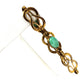 Vintage Celtic Style Link Bracelet with Mottled Green Glass Cabochons